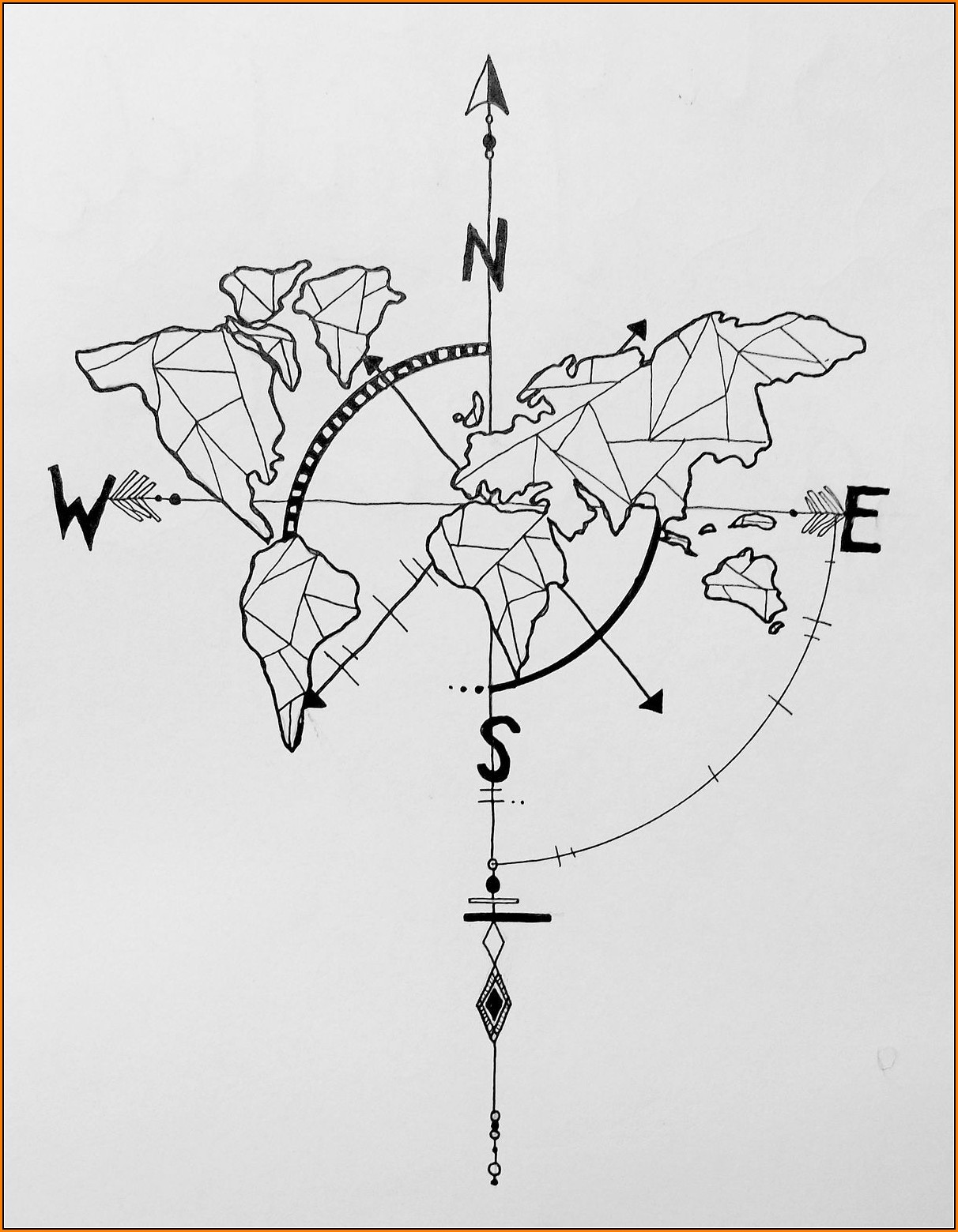 Geometric World Map Tattoo