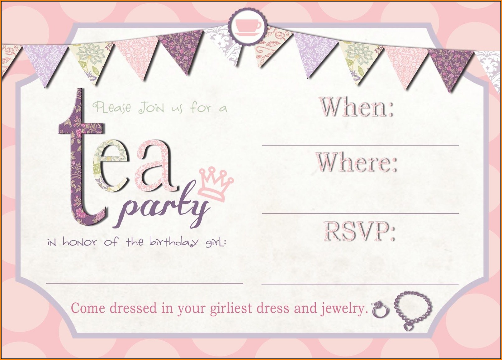 Girls Party Invitation Template