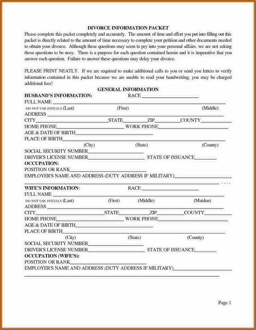 Harris County Divorce Forms