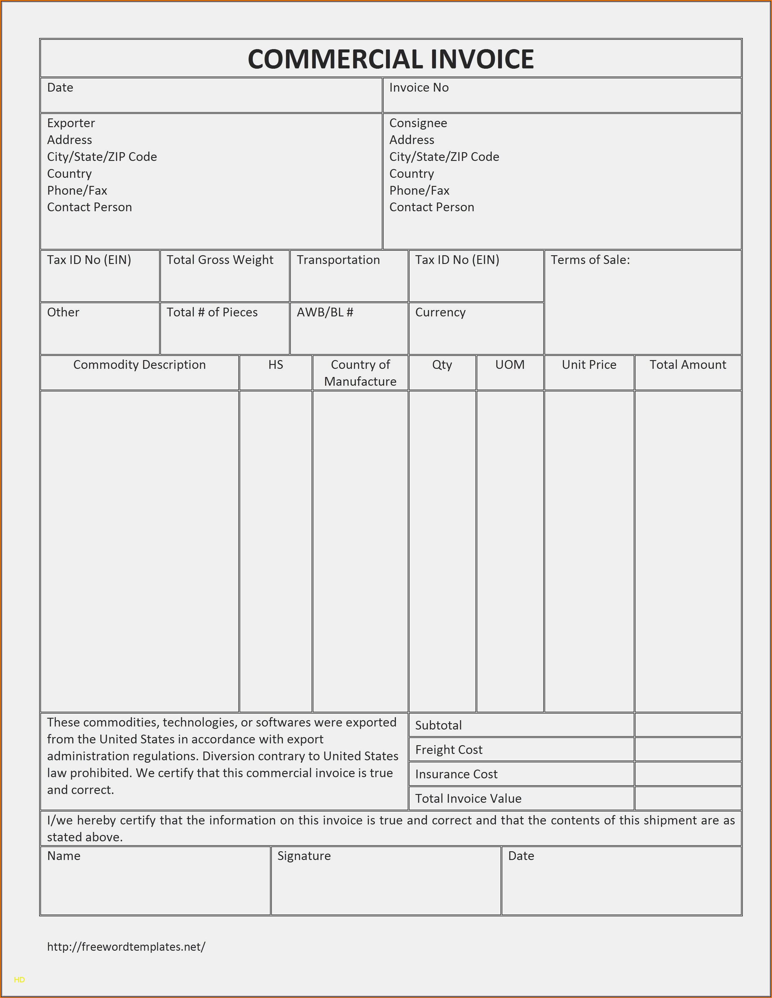 Invoice Template Docx Download