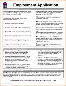 Job Applications For Taco Bell
