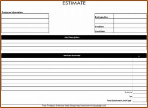 Job Estimate Form Pdf