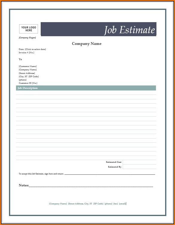 Job Estimate Forms