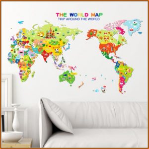 Kids World Map Wall Decal