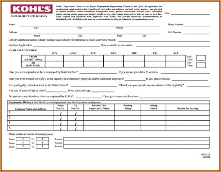 Kohls Com Job Application Form