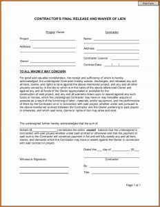 Lien Waiver Form Template