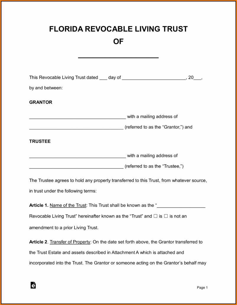 Living Revocable Trust Form Free