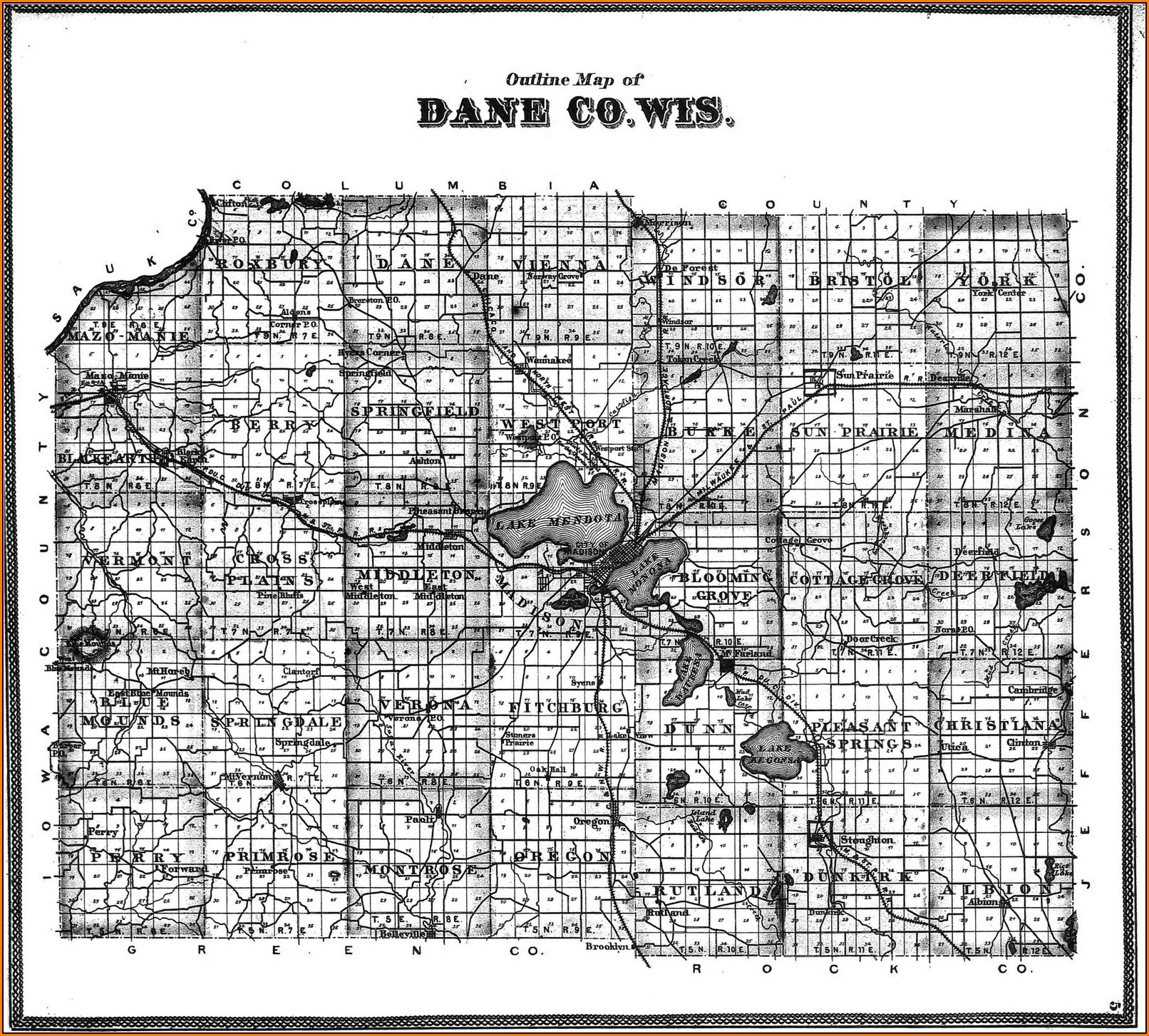 Map Of Dane County Townships