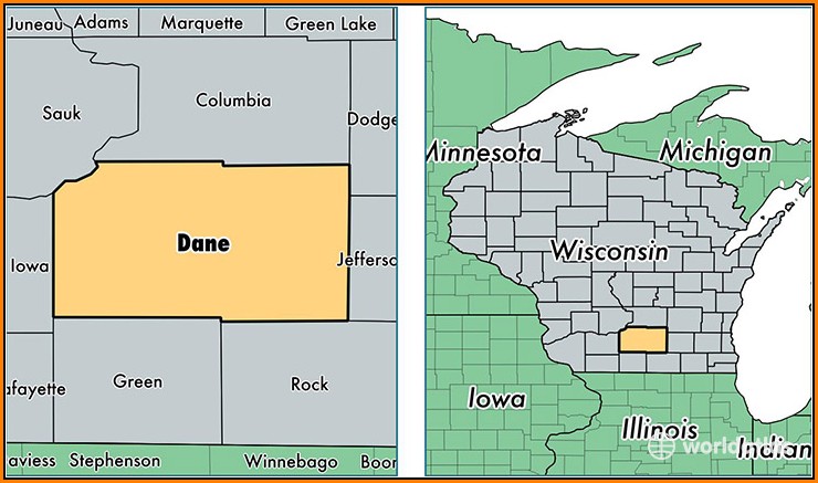 Map Of Dane County Wisconsin