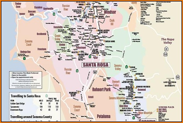 Map Of Napa Valley And Sonoma Wineries