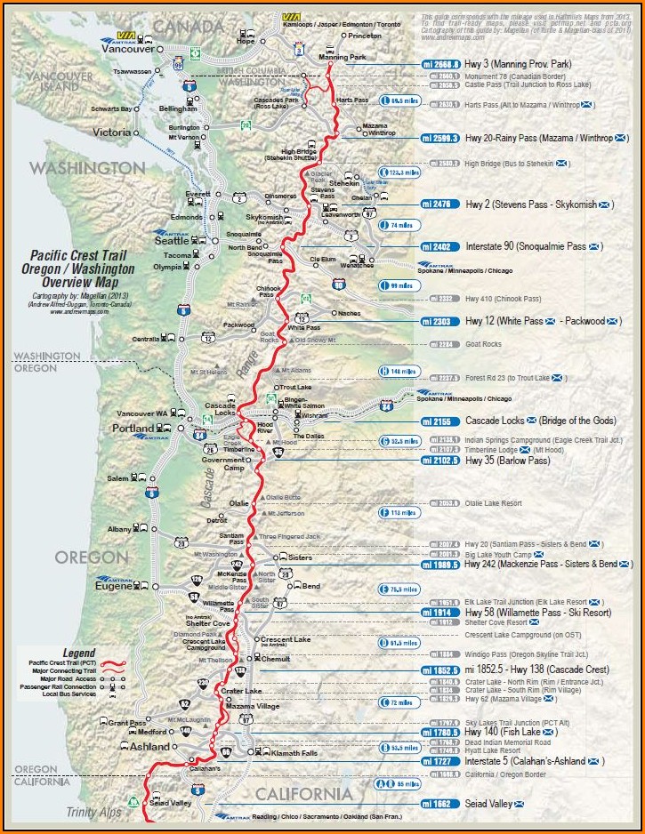 Map Of The Pacific Crest Trail