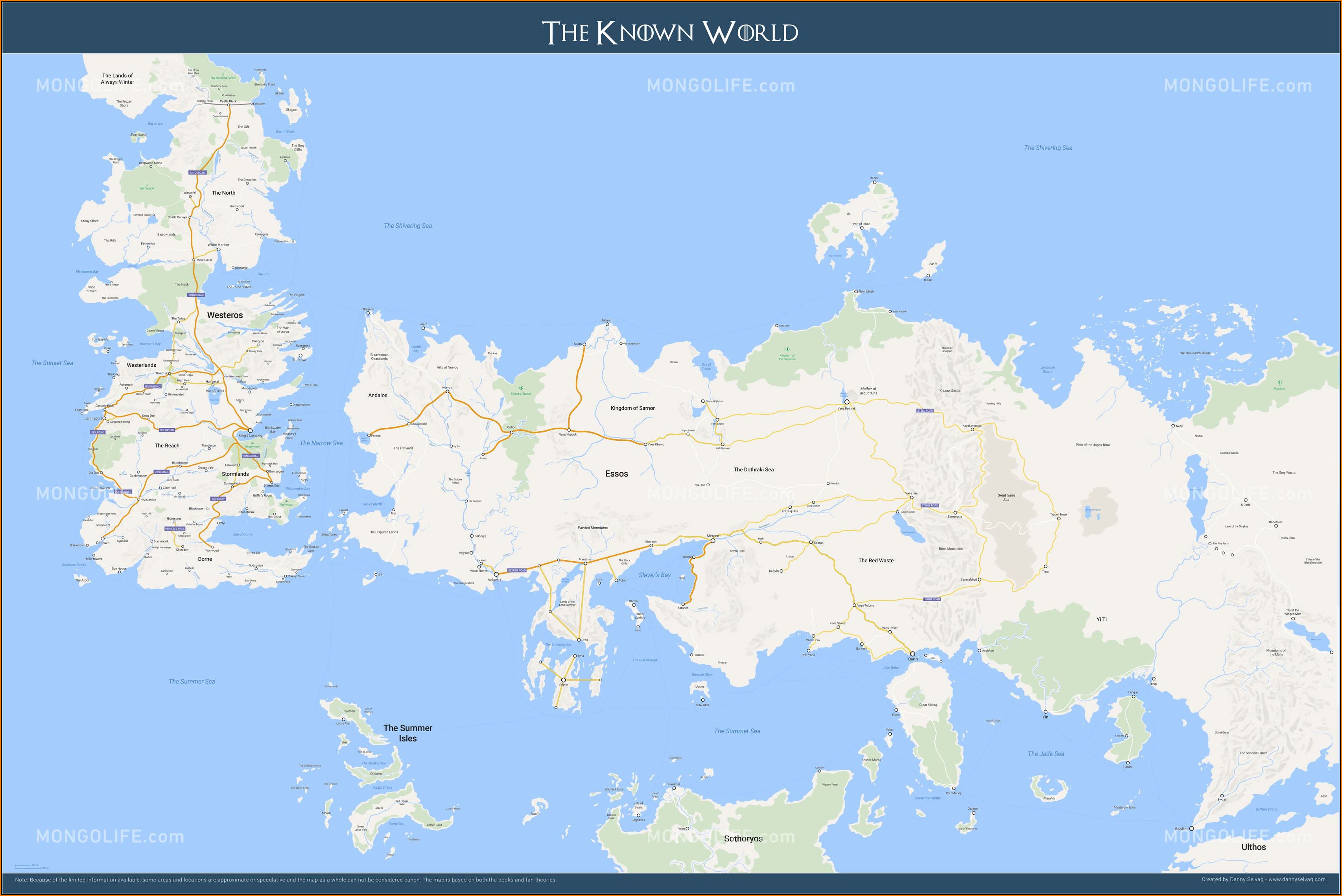Maps Of Game Of Thrones World