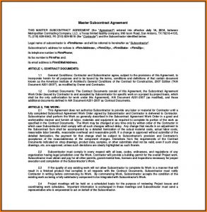 Master Subcontract Agreement Template