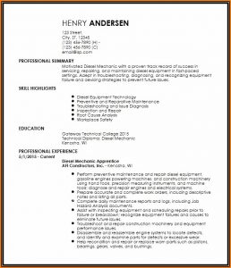 Mechanic Resume Templates