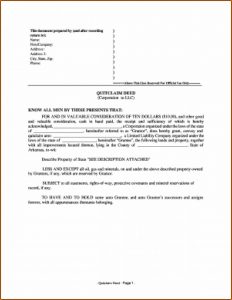 Michigan Quit Claim Deed Form Example