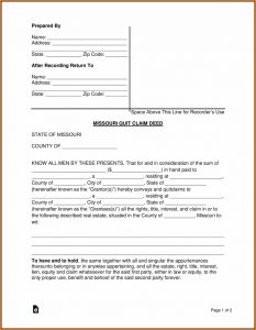 Missouri Quit Claim Deed Form