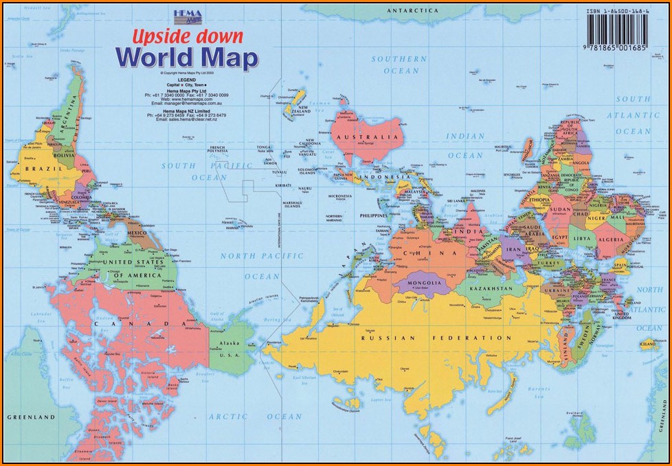 New Zealand World Map Upside Down