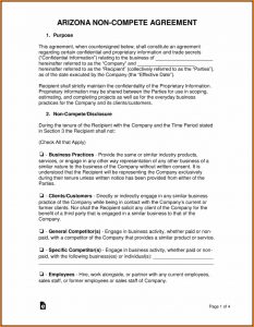 Non Compete Agreement Arizona Template