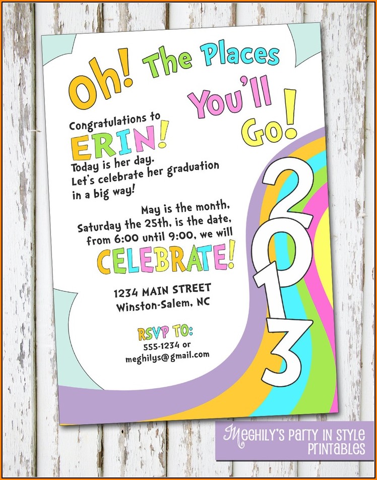 Oh The Places You'll Go Invitation Template Free