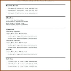 One Page Resume Template Word Free For Freshers