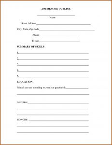 Outline Of A Resume For A Job
