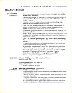 Pastor Resume Template Free