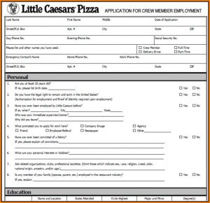 Payless Job Application Print Out