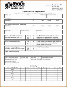 Printable Job Application Template