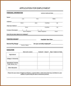 Printable Job Applications Forms