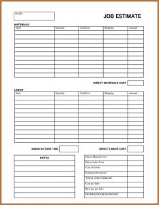 Printable Job Estimate Forms