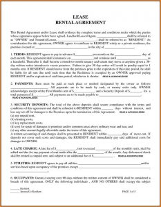 Printable Lease Agreement Forms
