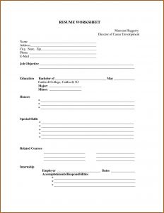 Printable Resume Forms Blank