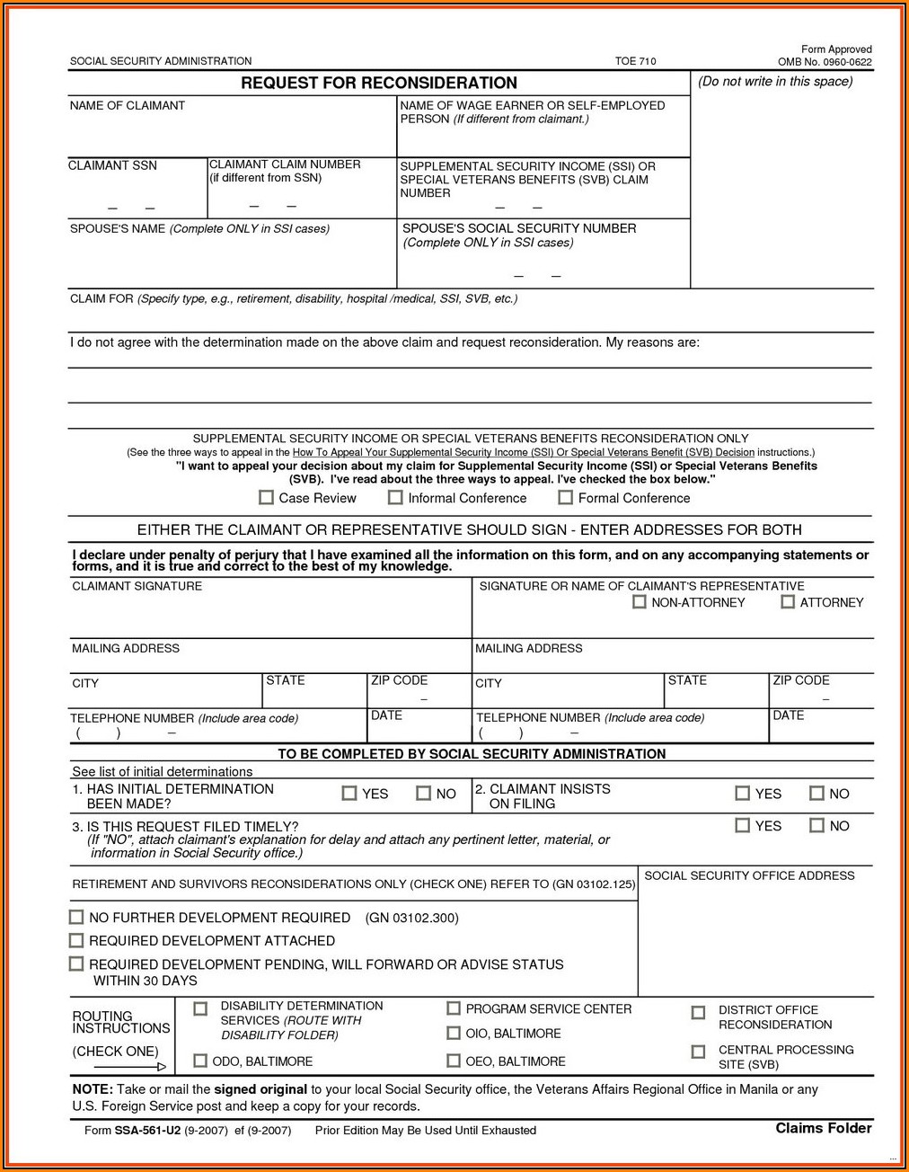 Printable Social Security Disability Forms