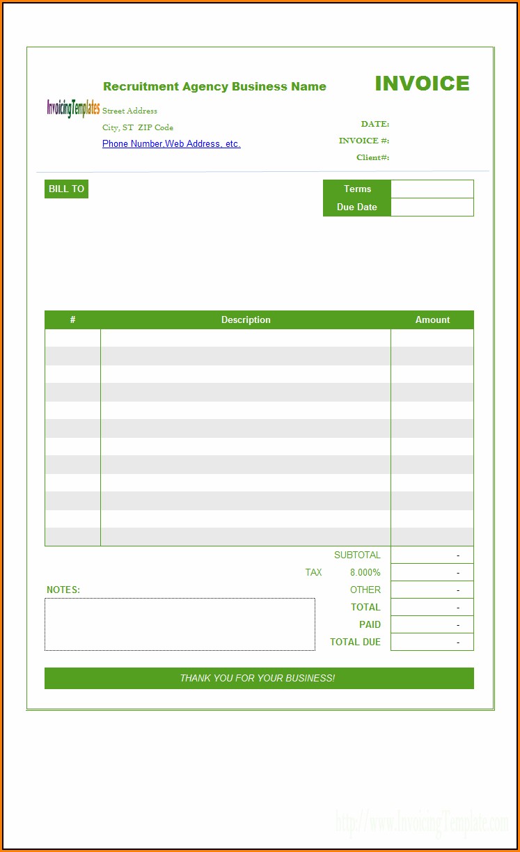 Recruitment Agency Invoice Template