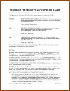 Redemption Agreement Template