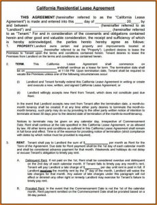 Residential Lease Template Free Download