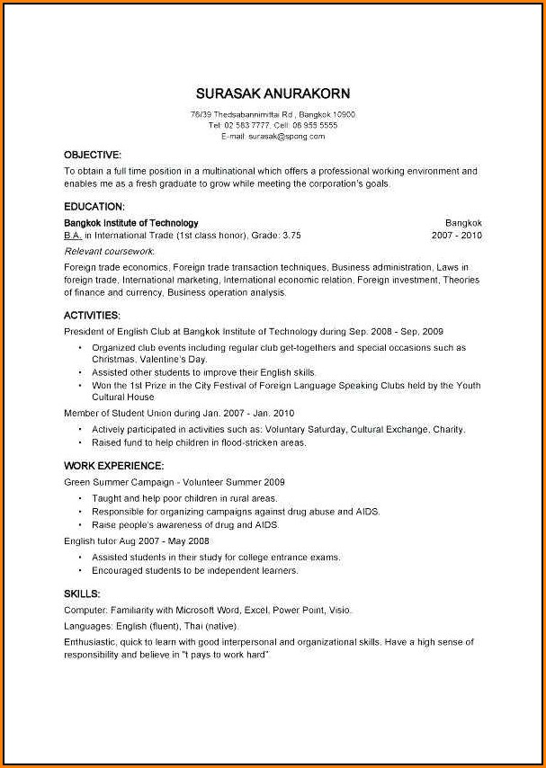 Resume Builder For College Students