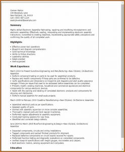 Resume For Electronic Assembler