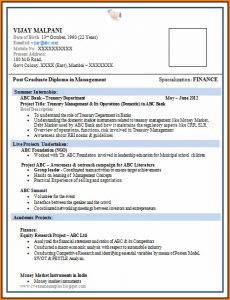 Resume Format For Freshers Pdf Free Download
