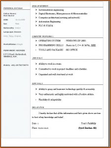 Resume Format In Word Free Download