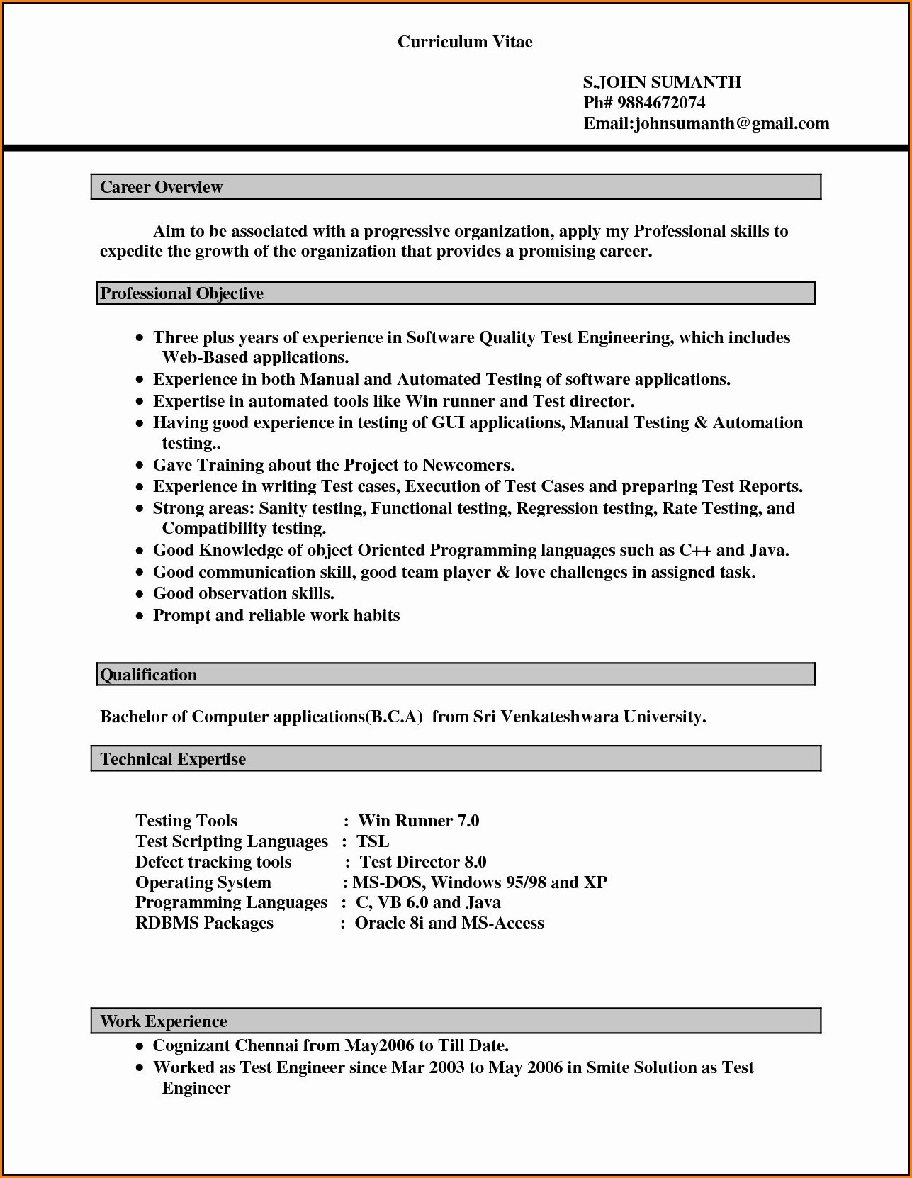 Resume Formats In Word Free Download