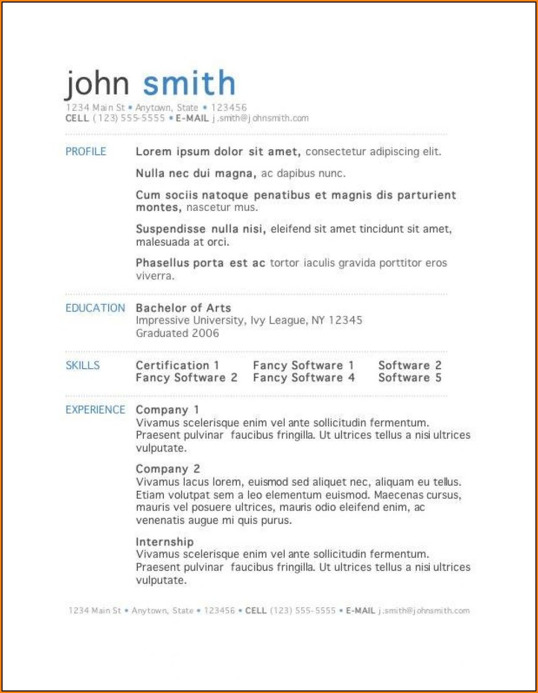 Resume Template For Mac Word