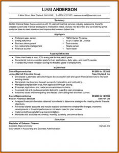 Resume Template For Sales Representative