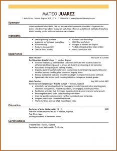 Resume Template For Teachers