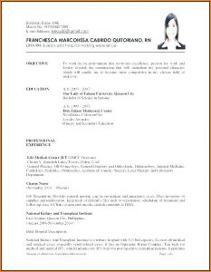 Resumes For Nurses With Experience