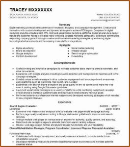 Search Engine Evaluator Resume