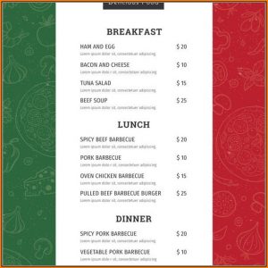 Simple Restaurant Menu Templates Free