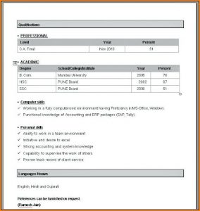 Simple Resume Format In Word Free Download