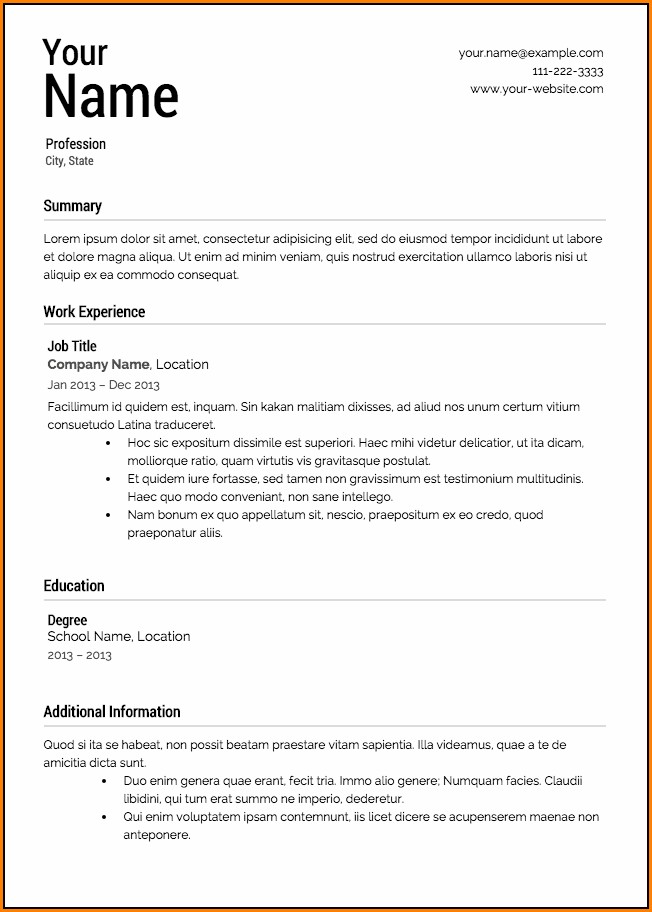 Templates Of Resumes