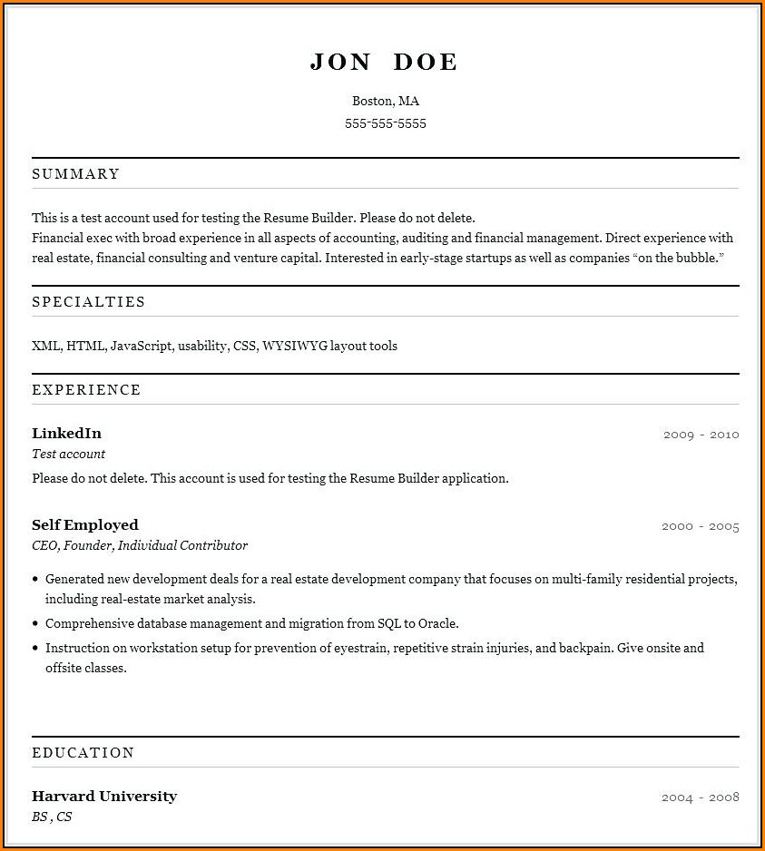 Totally Free Resume Builder